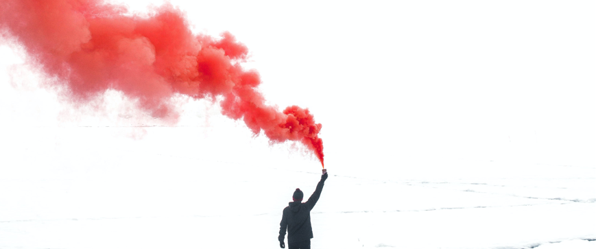 Isolated figure with red flare